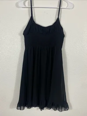 Aritzia Wilfred Black Smocked Mini Dress with Ruffle Hem Size M thumbnail 6