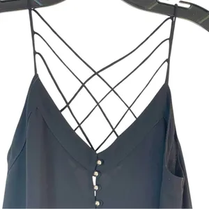 Naked Zebra Black Draped Racerback Tank Top- With Silver Buttons Size S thumbnail 3
