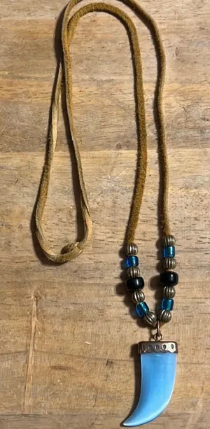 Gemstone Horn Necklace Blue thumbnail 1