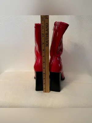 Dream Paris Patent Heeled Boots Red & Black US 7 thumbnail 6