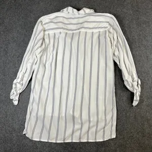 Abercrombie & Fitch Womens Small White Navy Blue Striped Button Down Viscose Top thumbnail 8