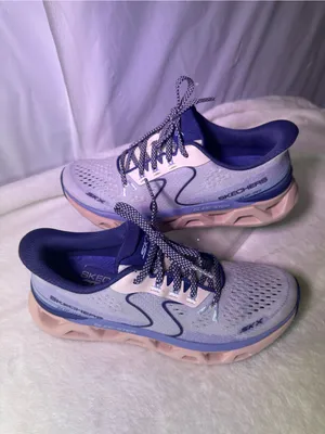 Skechers Glide-Step Athletic Shoes in Lavender and Light Pink thumbnail 3