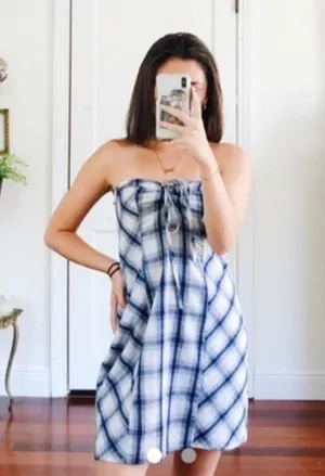 strapless gingham dress thumbnail 1