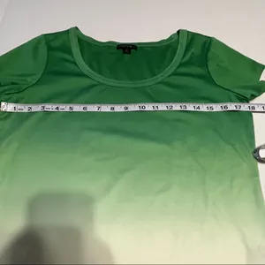 Lafayette 148 New York Womens Size Medium Green Ombre Short Sleeve Shirt‎ *FLAW* thumbnail 5
