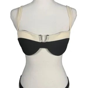 Boutique Black Cream Bikini Set Womens Small Underwire High Cut Thong Swimsuit thumbnail 9