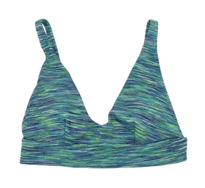 Aerie Space Dye Pique V Scoop Bikini Top Size Small Swimwear Blue Green Beachy thumbnail 1