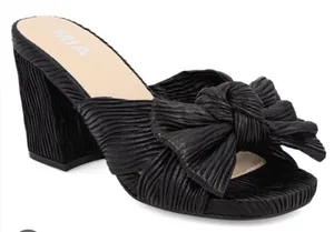 MIA Mechelle Knotted Bow Black Sz 6 Mule Block Heels Quiet Luxury NEW thumbnail 2