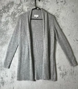 White + Warren Essentials 100% Cashmere Open Front Cardigan Heather Gray XS thumbnail 1