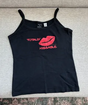 Y2K Vintage David and Goliath Totally Kissable Tank Top Cami Bimbocore Glam XL thumbnail 1