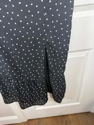 Abercrombie & Fitch Black Polka Dot Tie-Strap Ruffle Midi Dress thumbnail 5