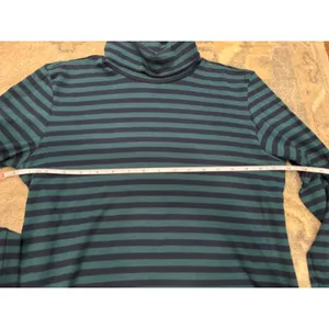 FAHERTY Turtleneck Top Green Navy Stripe Sz Small NEW thumbnail 8