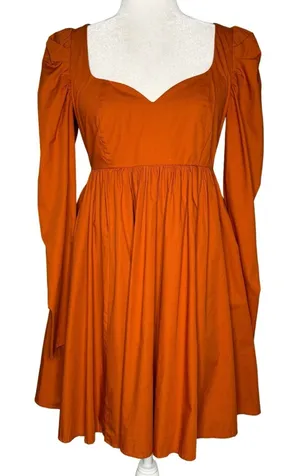 Abercrombie‎ & Fitch S Tall Sweetheart Neck Babydoll Mini Dress Poplin Pockets thumbnail 1