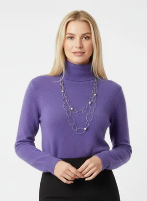 100% Cashmere Lavender Long Sleeve Turtleneck Sweater Croft & Barrow M thumbnail 1
