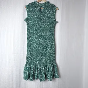 SHEIN Curve 2XL Green Floral‎ Smocked Mock Neck Sleeveless Midi Dress Ruffle Hem thumbnail 2