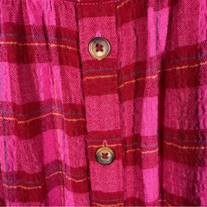 Anthropologie Pink Plaid Isadora‎ Henley Flannel Top thumbnail 6