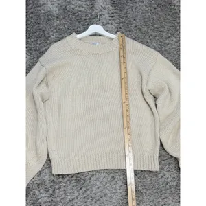 Princess Polly Chunky Knit Sweater Beige Oversized Crewneck Balloon Sleeve S/M thumbnail 9