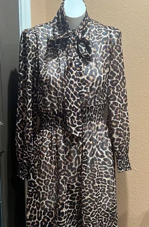 Zara long sleeve cheeta print dress thumbnail 1