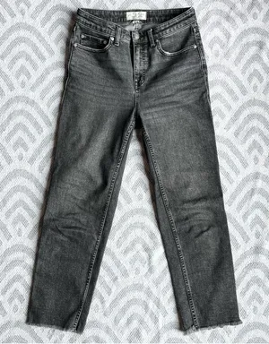 FREE PEOPLE // WE THE FREE High Rise CRVY Cropped Straight Leg Black Jeans 28 thumbnail 1