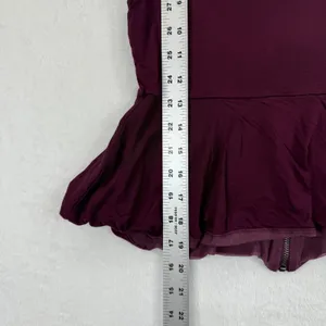 Alice + Olivia Top Womens‎ Sz S Peplum Short Sleeve Maroon Rayon Silk Blend READ thumbnail 4