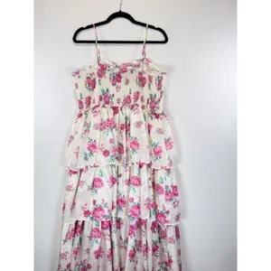 LoveShackFancy Womens Dress Elise Midi Smocked Floral Layered Cottagecore XL thumbnail 8