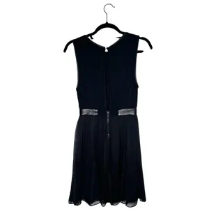 Alice + Olivia Mini Dress Leather Trim Women's Black Size Small thumbnail 2