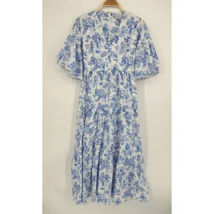 Tuckernuck Ginger Dress Medium Blue Floral Toile Maxi Coastal Grandmother Preppy thumbnail 3