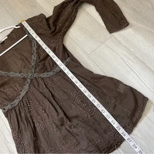 Burning Torch Top y2k boho hippie embroidered womens Brown (small) thumbnail 5