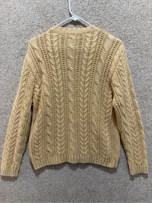 Vintage Gallagher cable knit cardigan zip sweater ramie cotton fisherman grandpa thumbnail 2