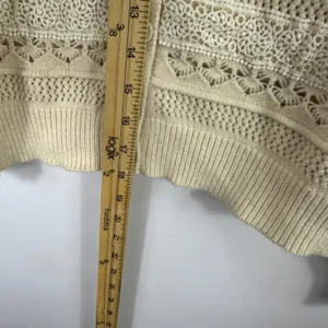 Allison New York Cardigan Womens‎ Small Cream Lace Pointelle Knit Cropped Boho thumbnail 6