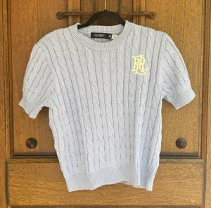 Lauren Ralph Lauren Baby Blue Cable-Knit Crewneck Sweater Size Mcß thumbnail 1