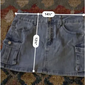 Womens Cargo Y2k Low Waist Button Bodycon Denim Mini Skirt M thumbnail 8