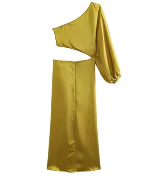 Zara dress midi maxi asymmetric cut out satin wedding party one shoulder thumbnail 13