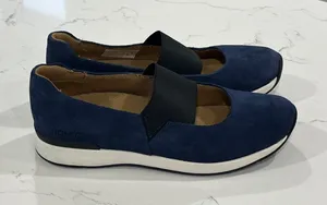 Vionic Navy Suede Slip-On Flats with Black Elastic thumbnail 1