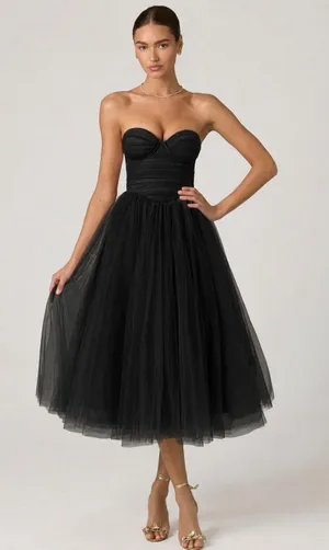 Oh Polly Cindy Tulle Corset Midmaxi Dress Black Size 8 New thumbnail 1