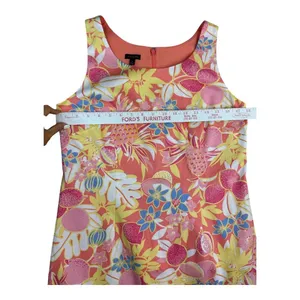 Talbots Womens Size 8 Fruit Floral Shift Dress Coral‎ Pink Yellow Sleeveless Zip thumbnail 5