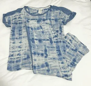 Lucky Brand Women’s Fleece Two Piece Blue Tie Dyed Lounge Pajama Set medium thumbnail 2