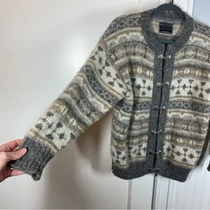 HELGA MARIN Chunky Iceland Wool Knitted‎ cardigan Sweater Nordic fisherman xs thumbnail 3