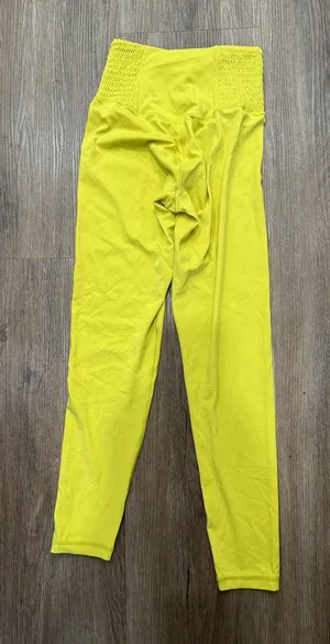 Offline by Aerie Real Me Leggings Size Small Yellow‎ 7/8 Smocked Waist Hi-Rise thumbnail 1