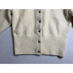 HM Cream Short Sleeve Knit Cardigan Collared Button Front Sweater Small thumbnail 5