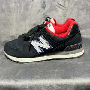 New‎ Balance 574 Womens 7.5 Black Red Blue Suede Sneakers WL574W32 thumbnail 4