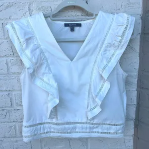 Anthropologie Blue Tassel Coretta Ruffle Blouse thumbnail 4