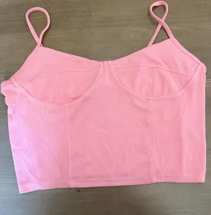 Love Tree Pink Bustier Corset Crop Top Ribbed Cami NWT Size L Y2K thumbnail 1