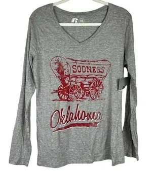 New Russell OU Oklahoma University Sooner Long Sleeve T Shirt Large thumbnail 1