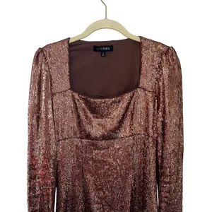 INTERMIX Hilary Rose Gold Sequin Square Neck Long Sleeve Mini Dress Size 0 thumbnail 7