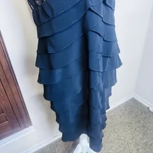 Adrianna Papell Dress‎ 14 Black Lace Ruffle Tiered Knee Length Formal Cocktail thumbnail 3