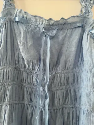 Francesca's Collections Light Blue Ruffle Midi Dress Medium Cottagecore Coquette thumbnail 4