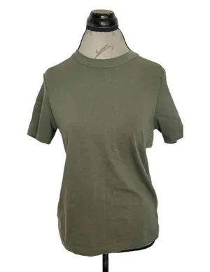 Wear Wrecklessly Short Sleeve Blouse Green Organic Cotton Vintage Crew Sz Medium thumbnail 4