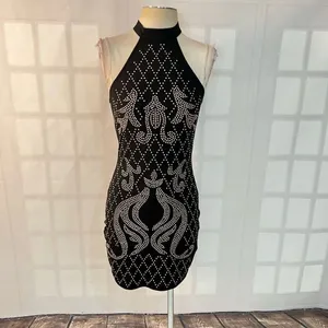 🔥🔥 5/$25 sale 🔥🔥 Windsor Women's Studded Halter Bodycon Dress Black Rose Gold thumbnail 2