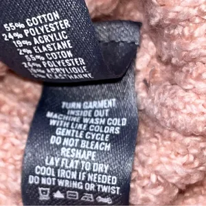 Blush Pink Ribbed V Neck Bow Tie Bell Sleeve Oversized Sweater size Small thumbnail 11