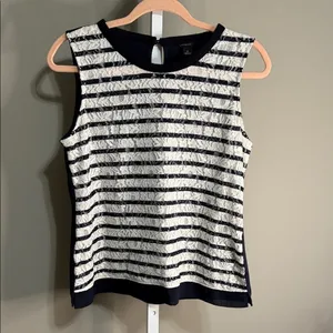 Ann Taylor Striped Lace Women's Top Size Medium‎ Workwear Nautical Parisian thumbnail 2